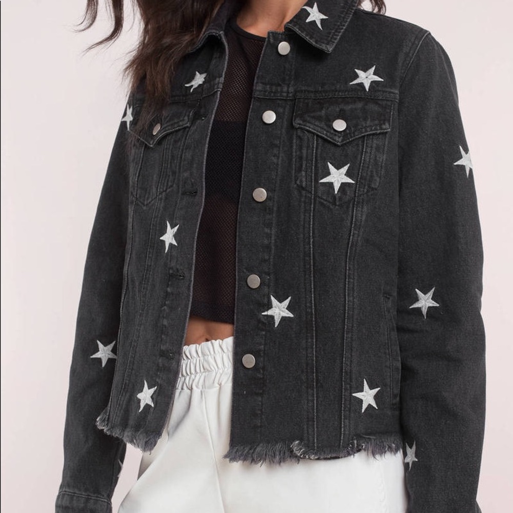 Black Denim Jacket with Stars